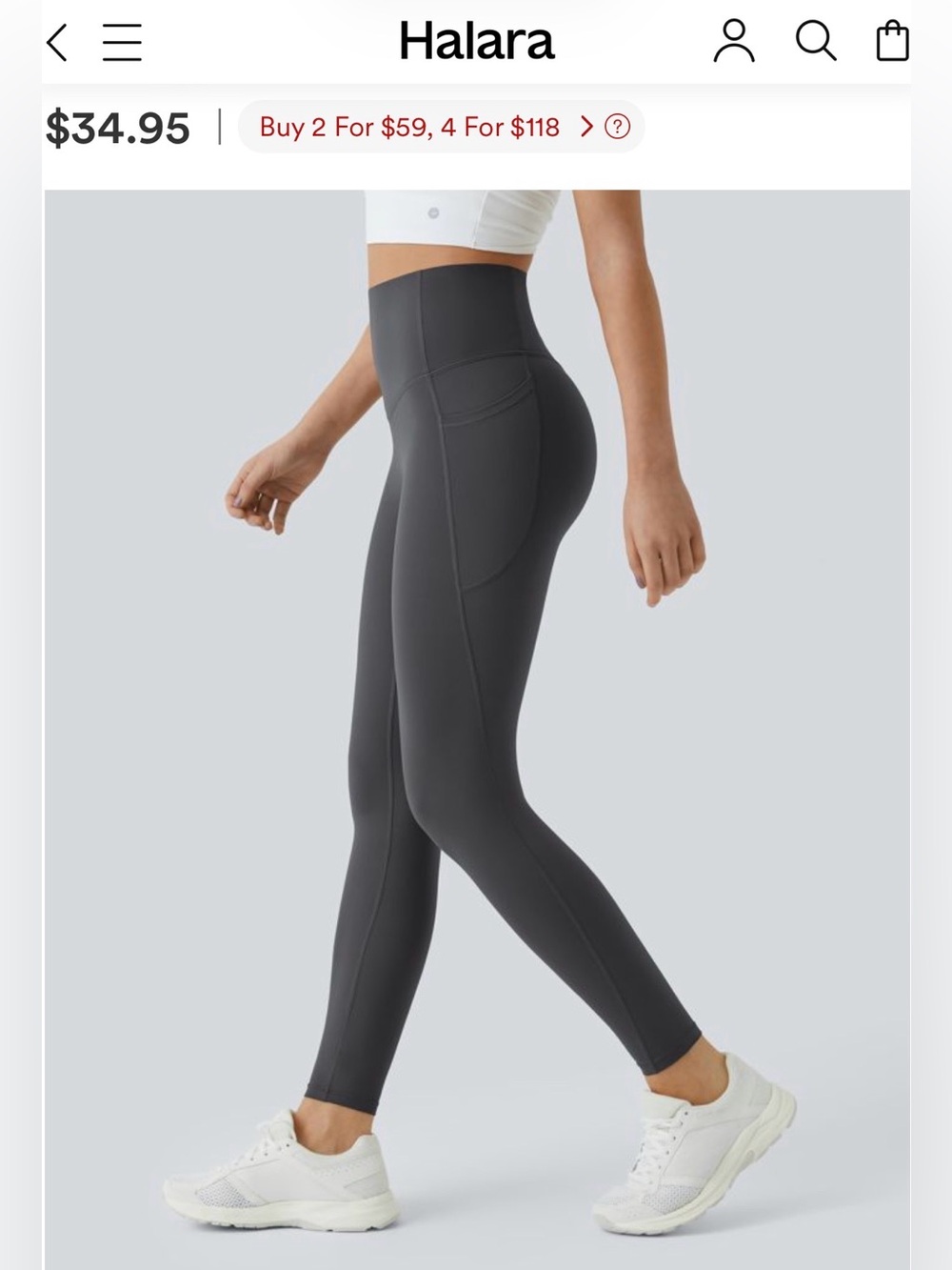 Halara UltraSculpt High Waisted Tummy Control Grey Leggings, Size L Full Length